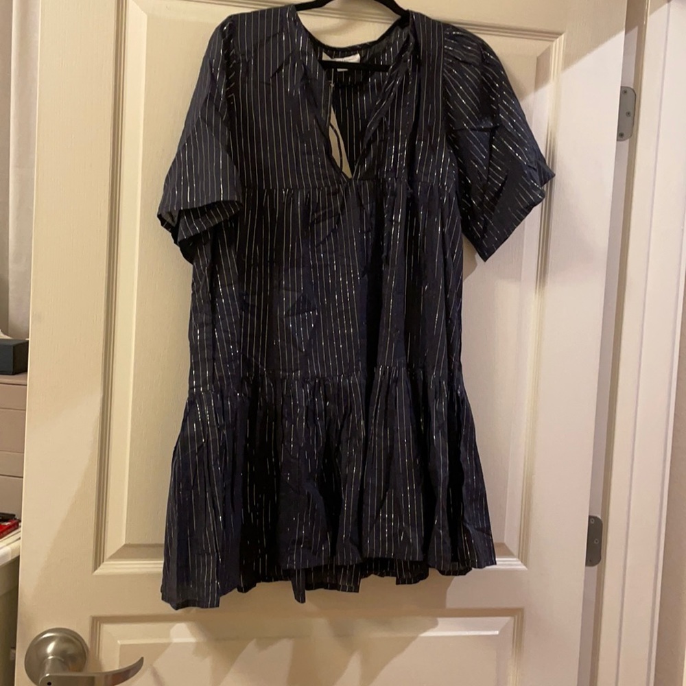 Emerson Fry navy dress with metallic striping
